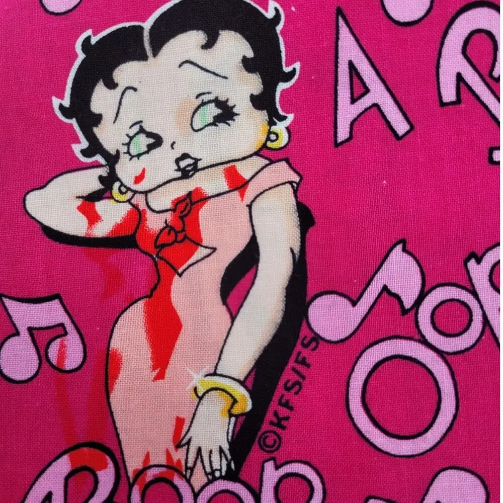 Betty Boop Pink Black Fabric 90s Rockabilly Steampunk‎ Cotton Retro